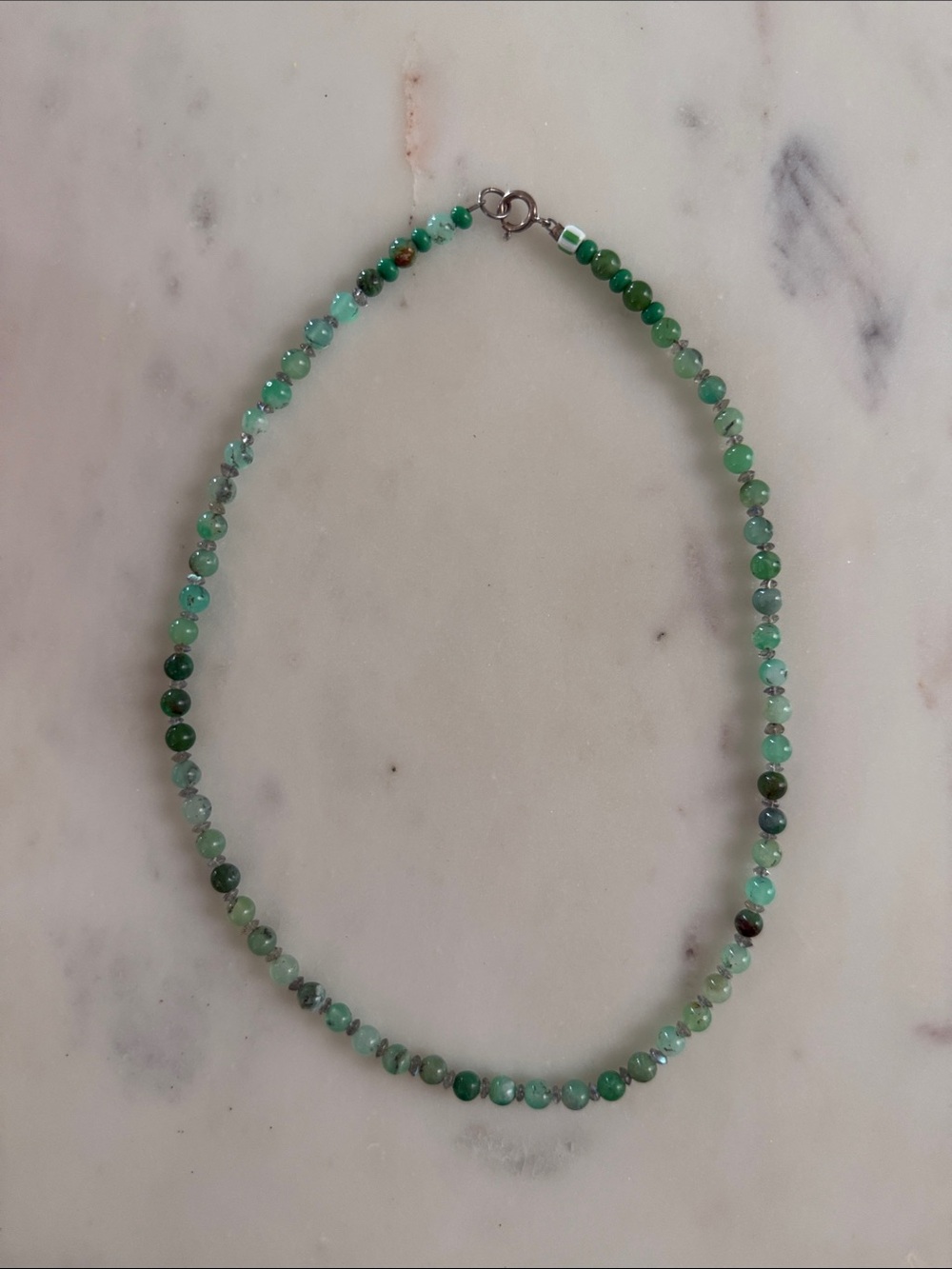 Beaded Green Gemstone Necklace